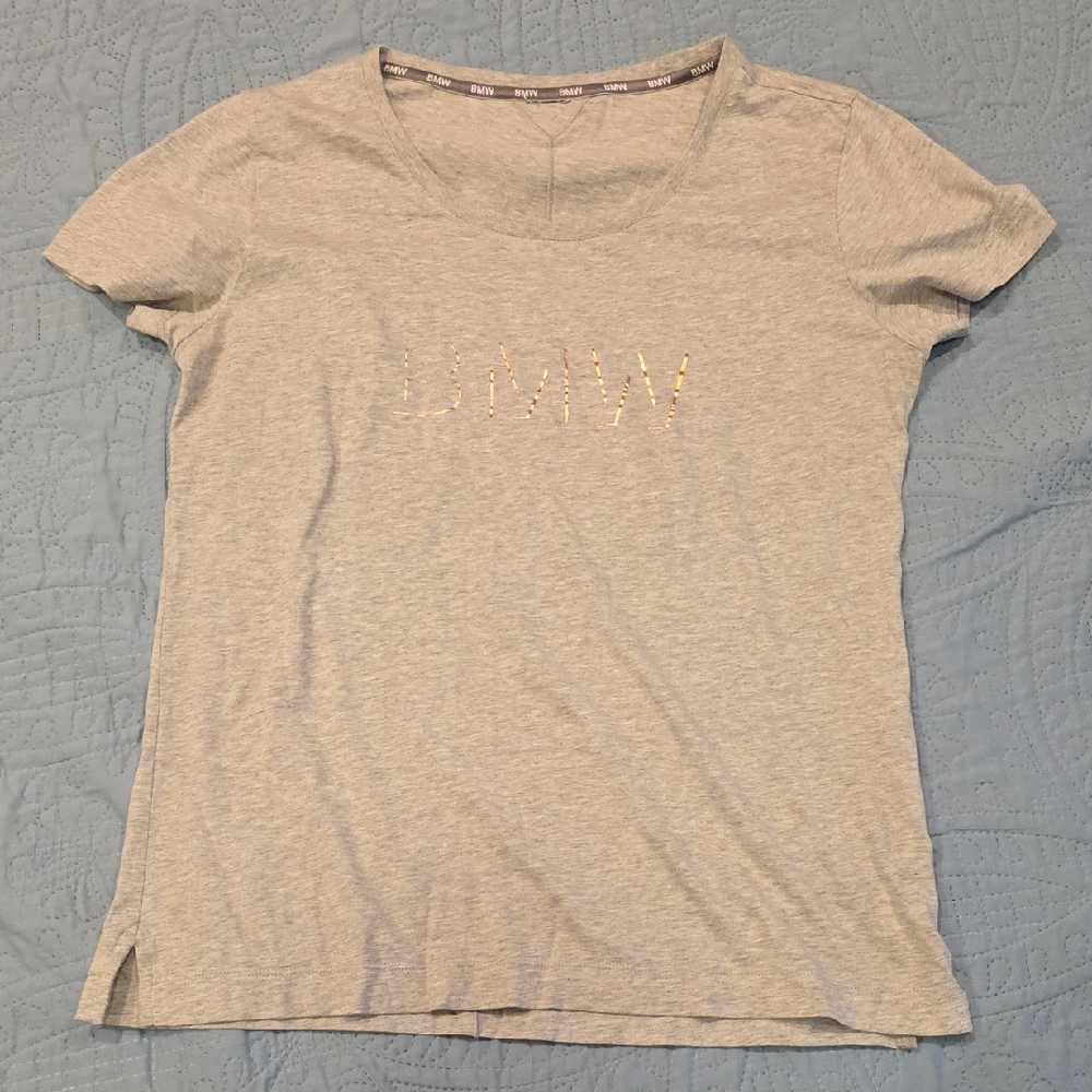 BMW Gray Tee with Gold Logo